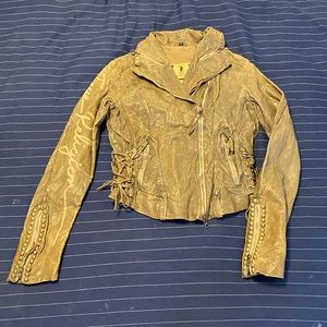 True religion leather moto jacket